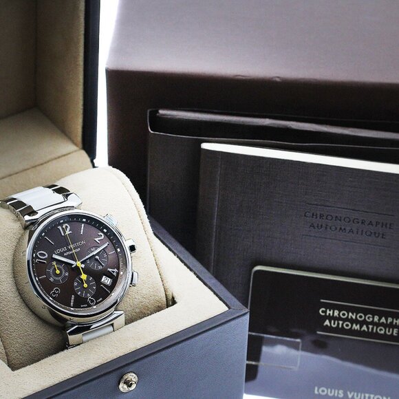 LOUIS VUITTON Tambour Q1121 Chronograph Brown Dial Automatic Men's Watch_884468 - Picture 1 of 7